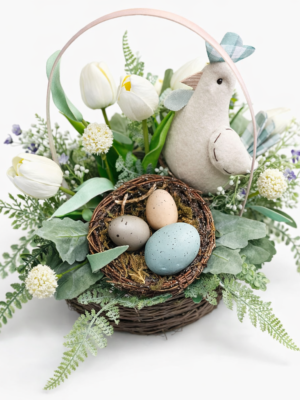 Easter Nest Basket w/ Silk Flowers