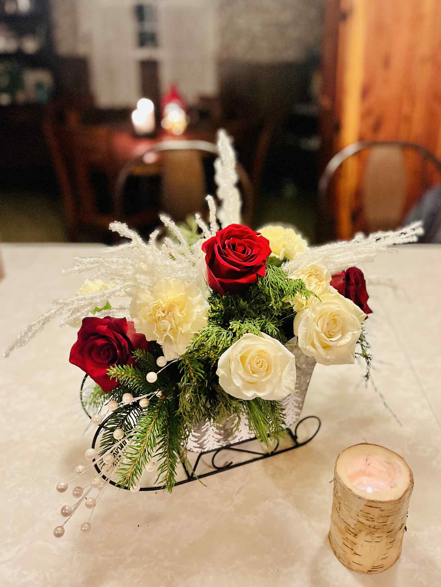 Frosted Evergreen Sleigh Arrangement - Image 2