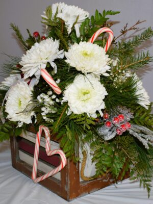 Candy Cane Christmas Crate Centerpiece