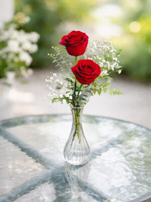 Red Roses Bud Vase