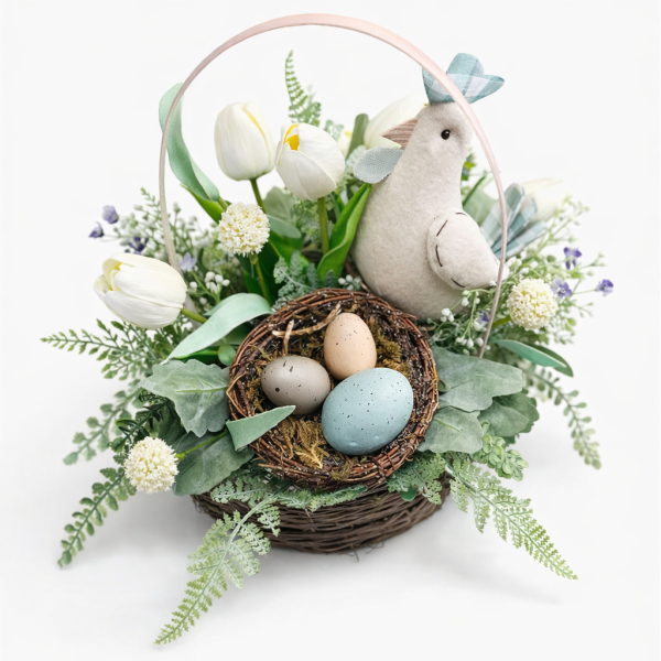 Easter Flower Basket with silk flowers