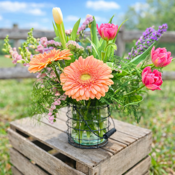 Large Rustic Vase Flower Arrangement